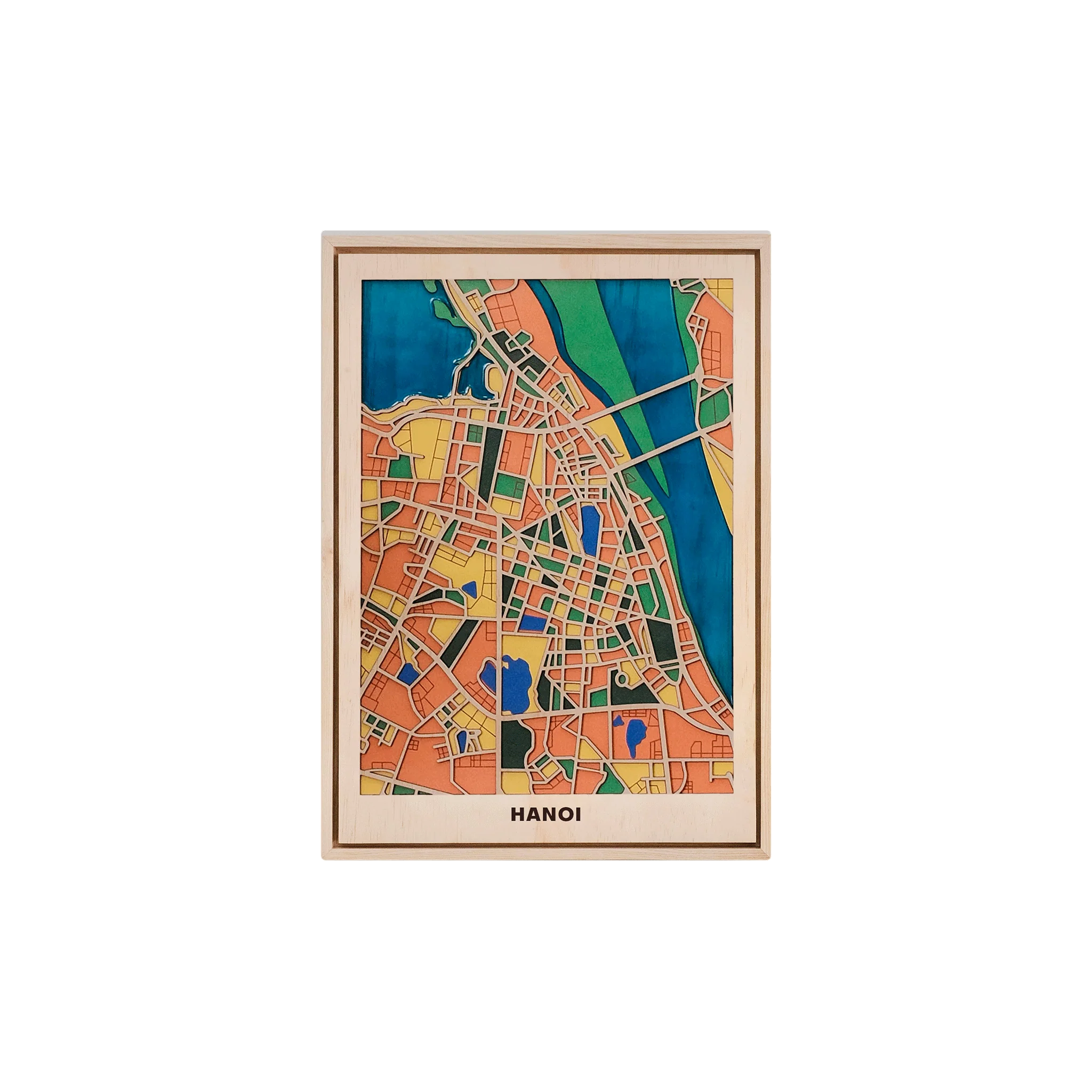 Hanoi Wooden Map Art