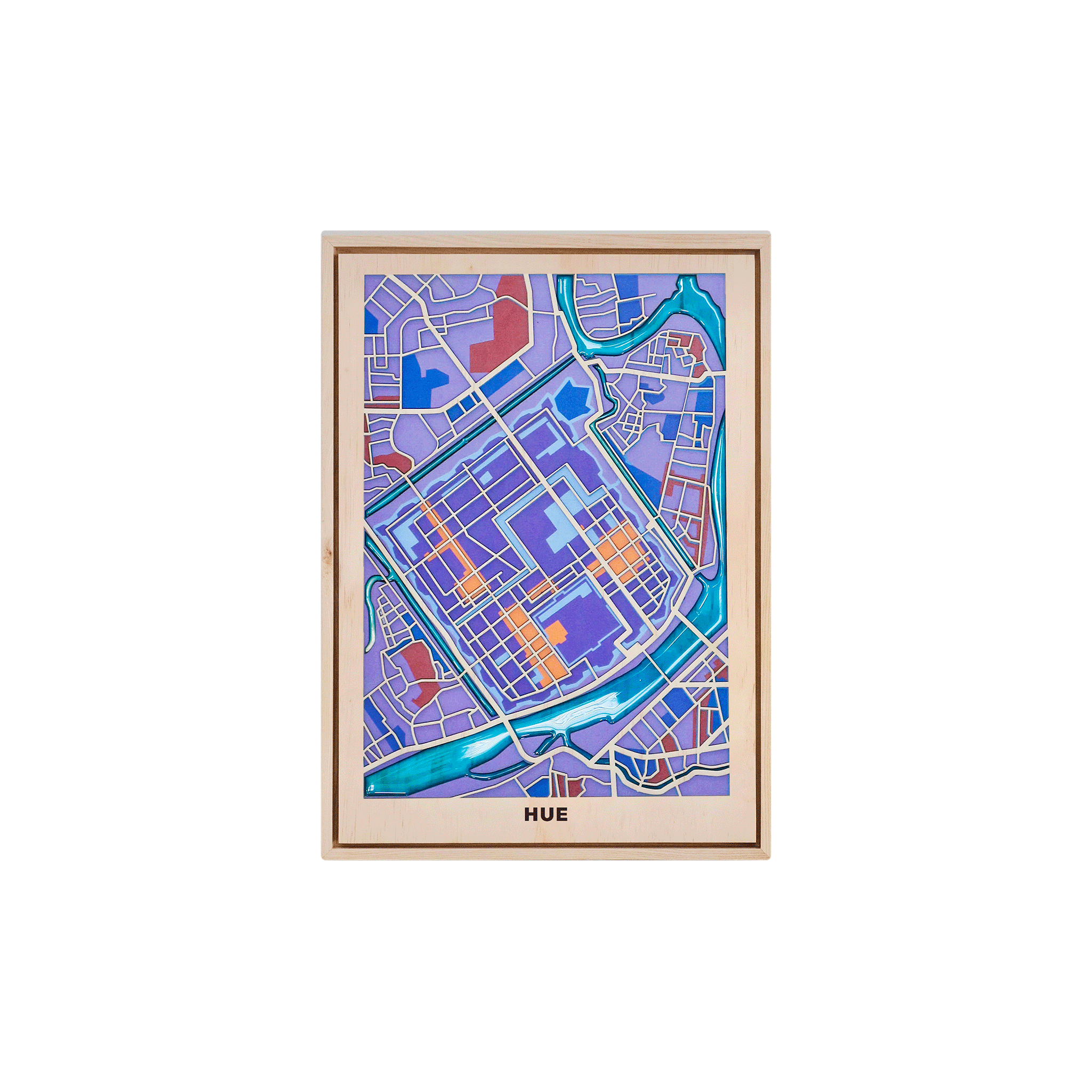 Hue Wooden Map Art