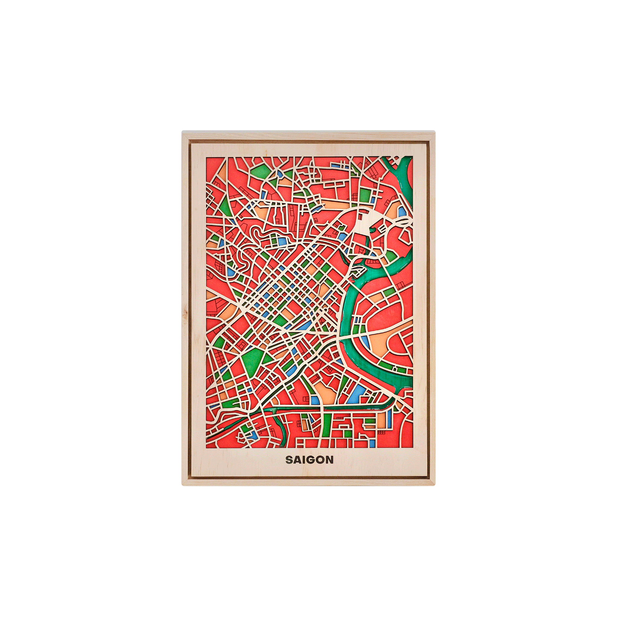 Saigon Wooden Map Art