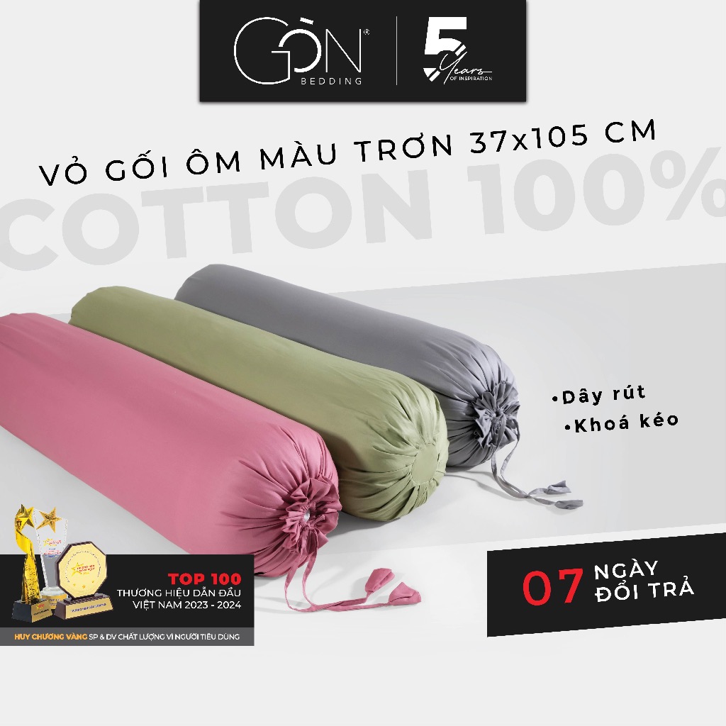[Pastel] Vỏ gối ôm Cotton 100% Phong Cách Nhẹ Nhàng 37x105 cm