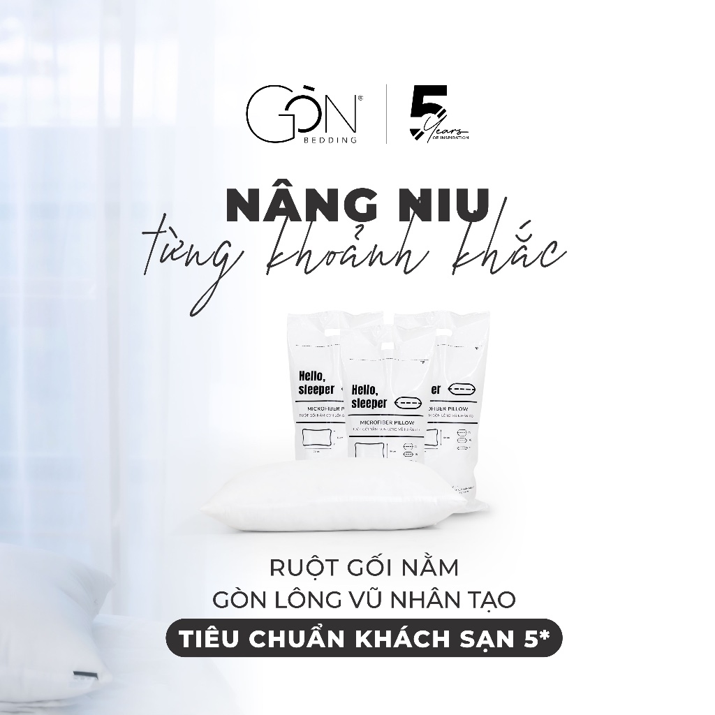 Ruột Gối Nằm Gòn Lông Vũ Kích Thước 50x70 cm