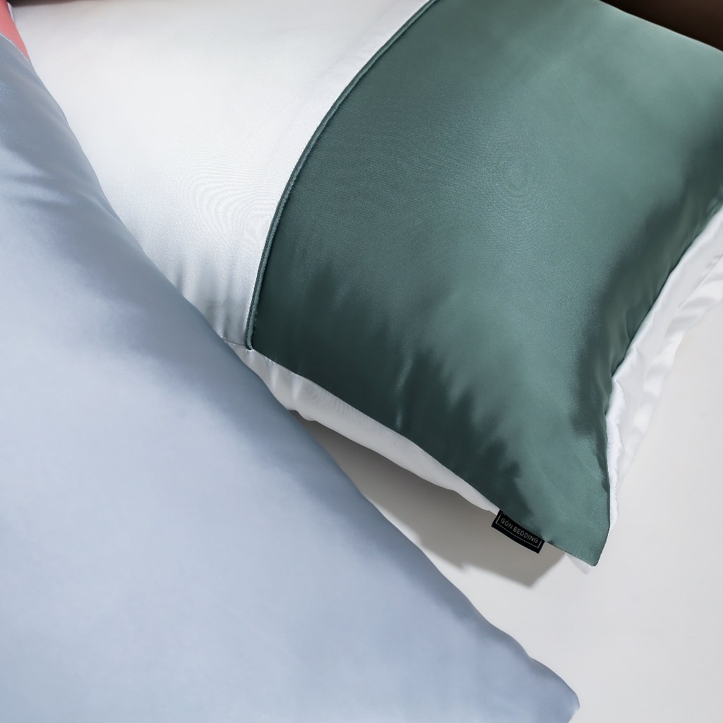 [Elegant] Vỏ Gối Nằm Lụa Satin Premium Cao Cấp Phối 2 Màu Trơn Phong Cách Thanh Lịch 50x70 cm