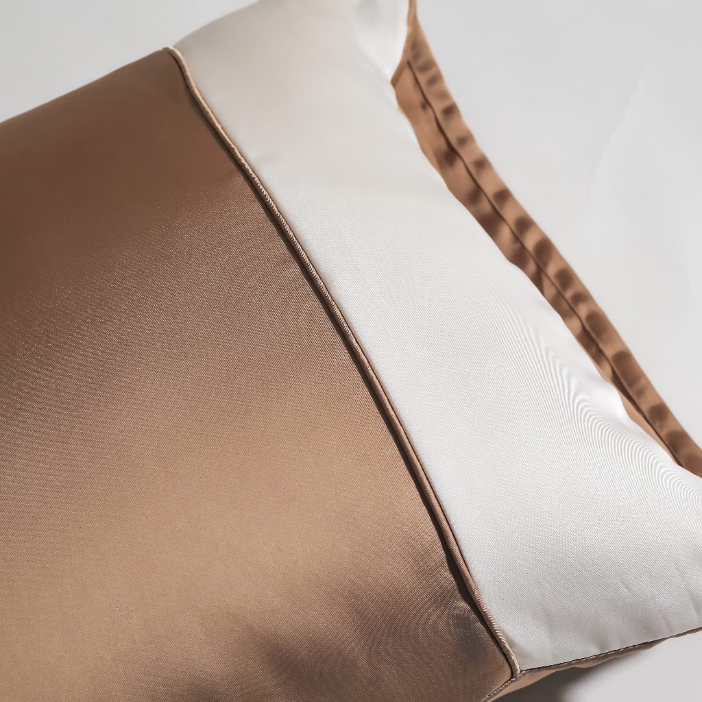 [Elegant] Vỏ Gối Nằm Lụa Satin Premium Cao Cấp Phối 2 Màu Trơn Phong Cách Thanh Lịch 50x70 cm