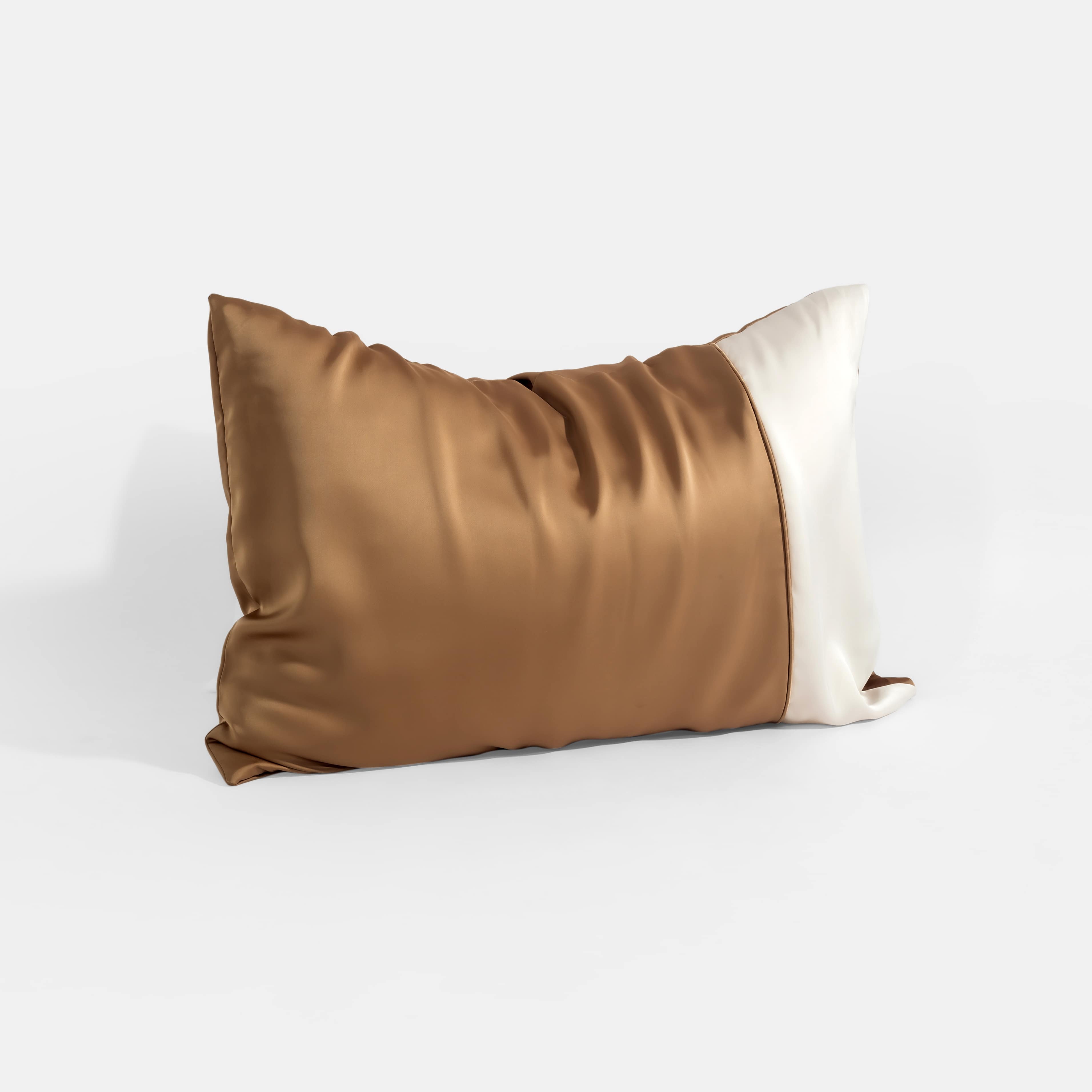 [Elegant] Vỏ Gối Nằm Lụa Satin Premium Cao Cấp Phối 2 Màu Trơn Phong Cách Thanh Lịch 50x70 cm