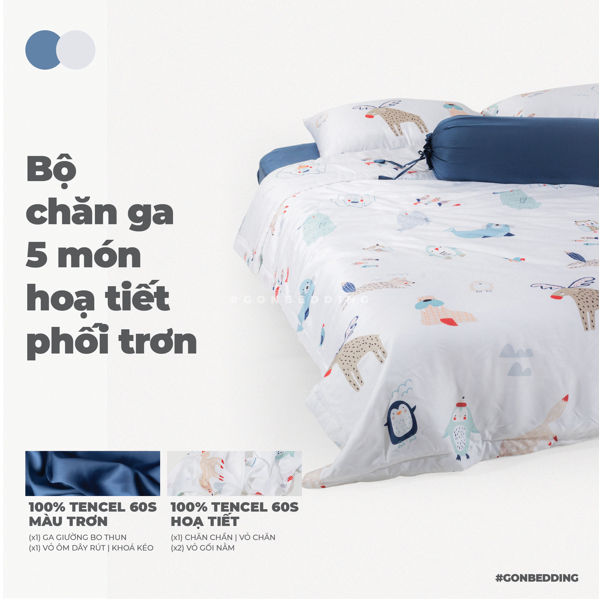 Penguin Squad Pattern Tencel Silk Bedding Set