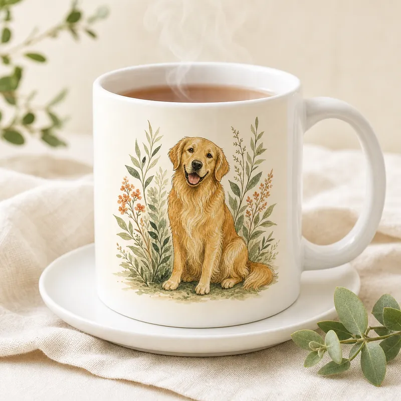 Golden Retriever Portrait Ceramic Mug