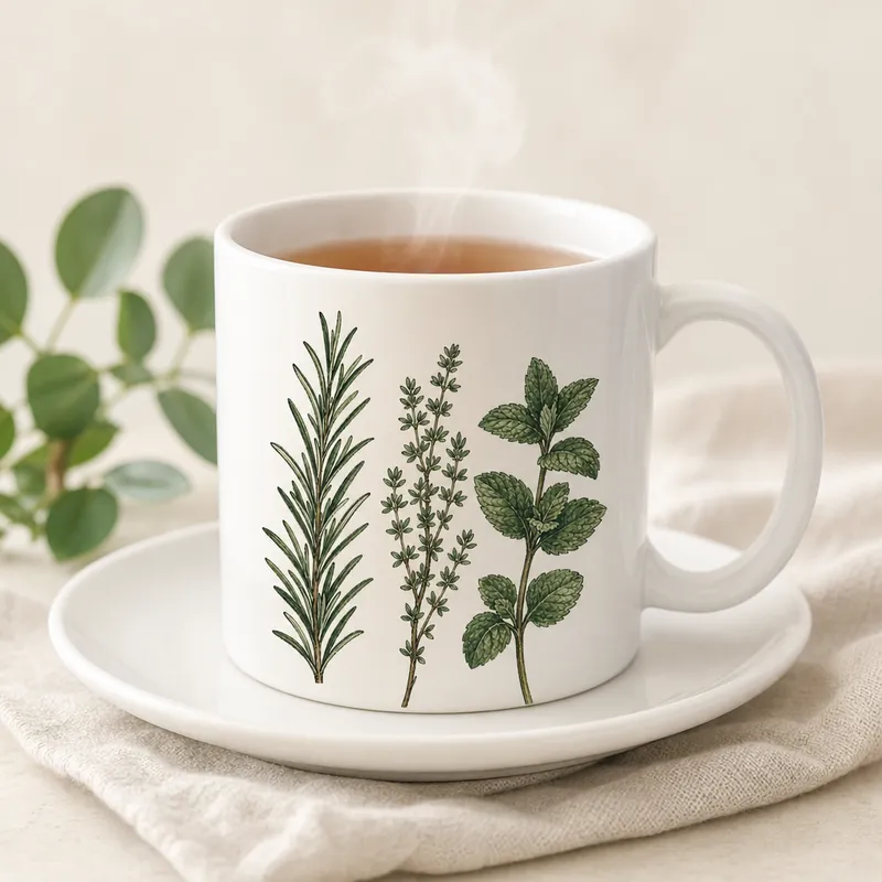 Kitchen Herbs Trio Ceramic Mug