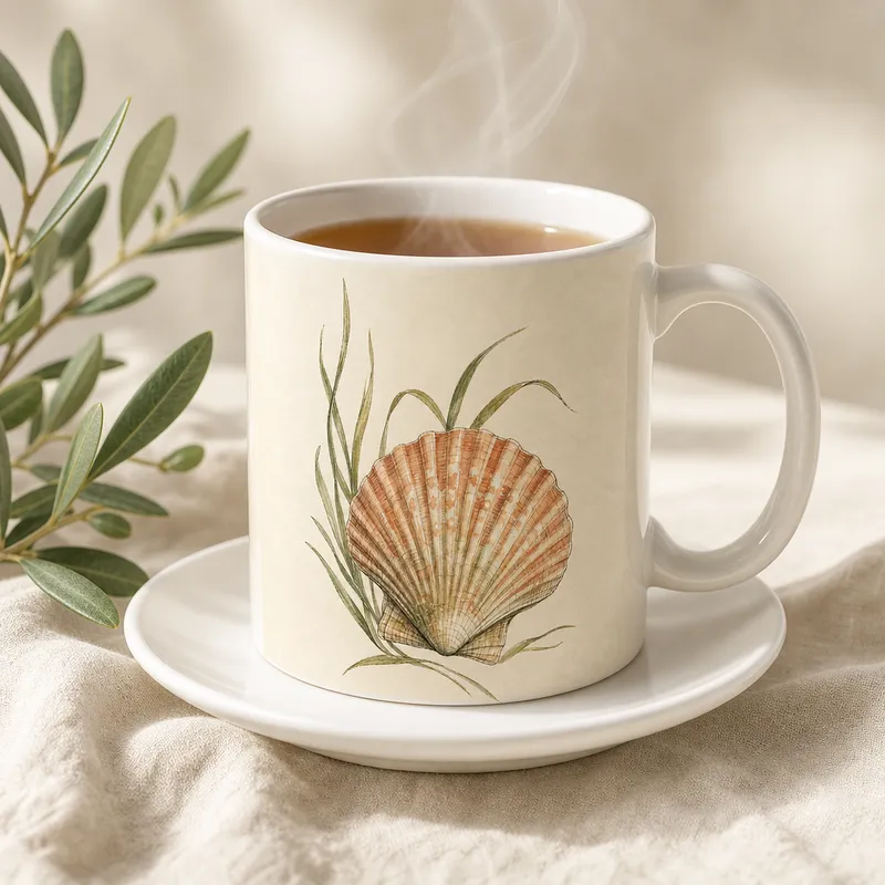 Shell and Seagrass Ceramic Mug