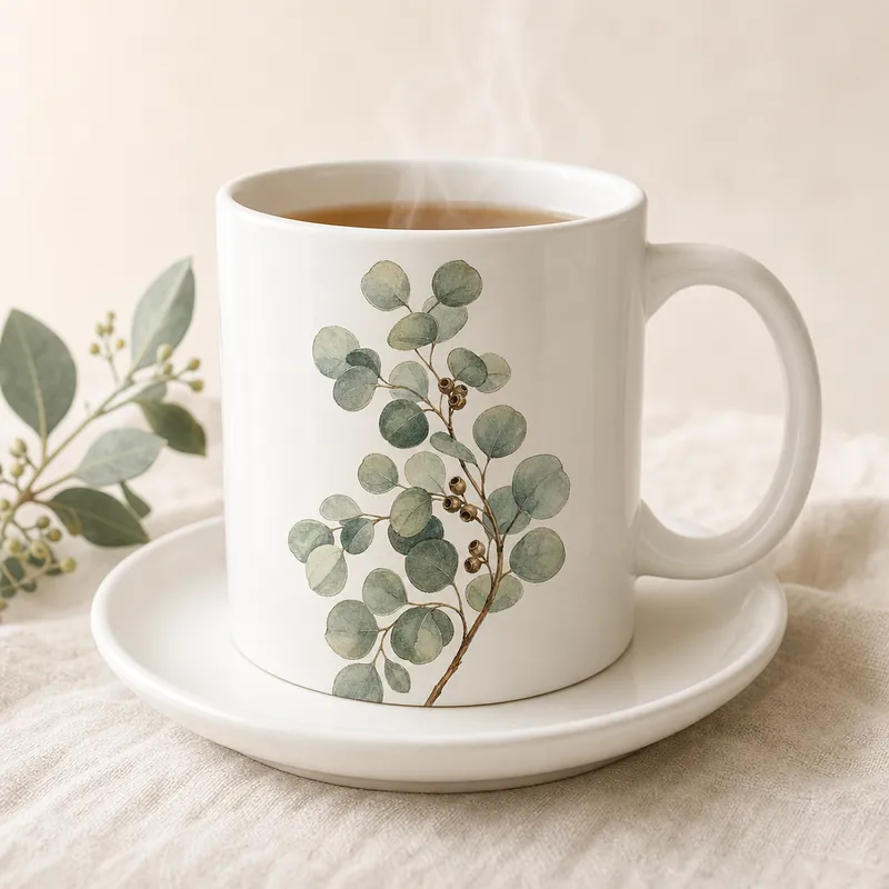 Silver Dollar Eucalyptus Ceramic Mug