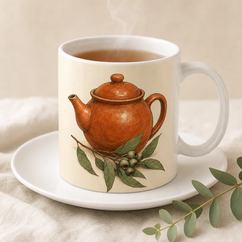 Teapot and Sprig Ceramic Mug