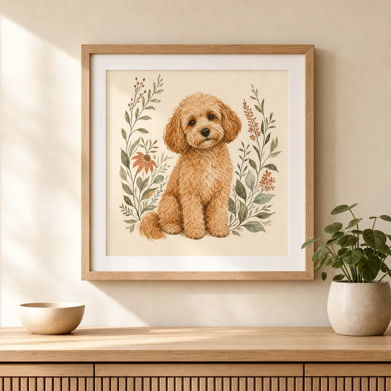 Cavoodle Portrait Framed Art Print