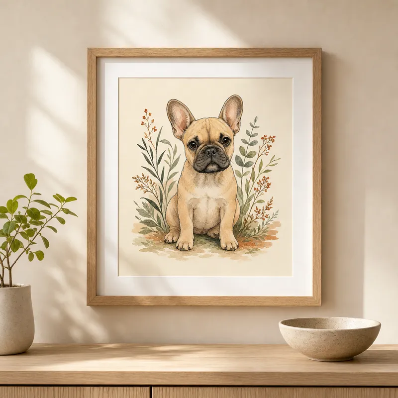 French Bulldog Portrait Framed Art Print