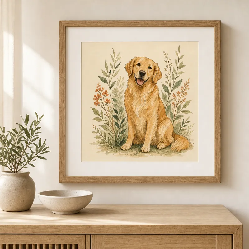 Golden Retriever Portrait Framed Art Print