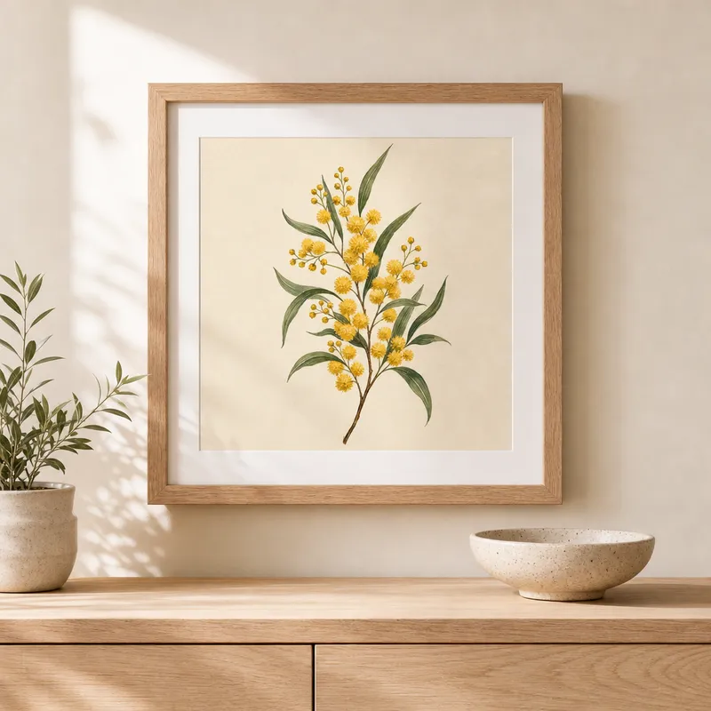 Golden Wattle Sprig Framed Art Print