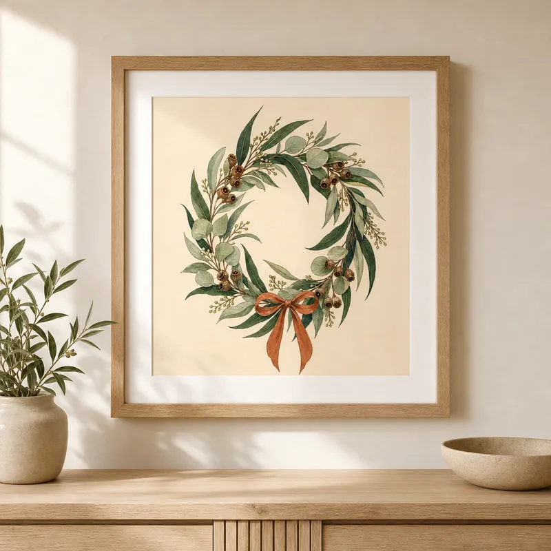 Gum Leaf Wreath Framed Art Print