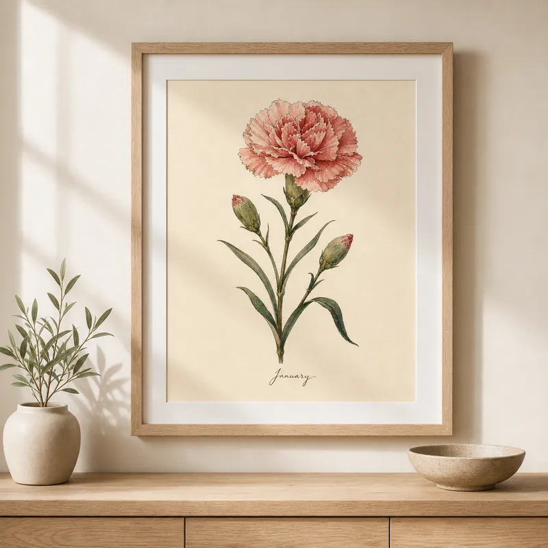 January Carnation Framed Art Print