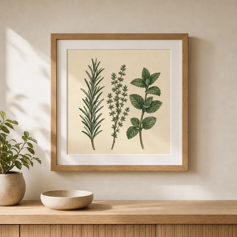 Kitchen Herbs Trio Framed Art Print