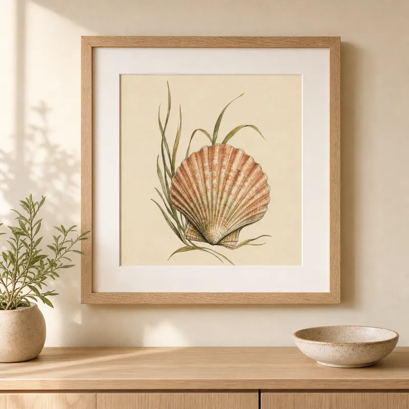 Shell and Seagrass Framed Art Print