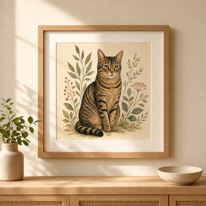Tabby Cat Portrait Framed Art Print