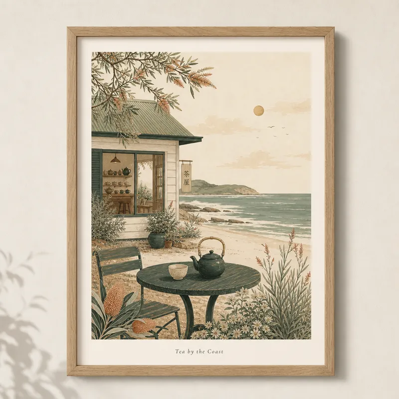 Tea by the Coast Framed Art Print