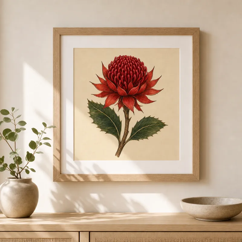 Waratah Bloom Framed Art Print