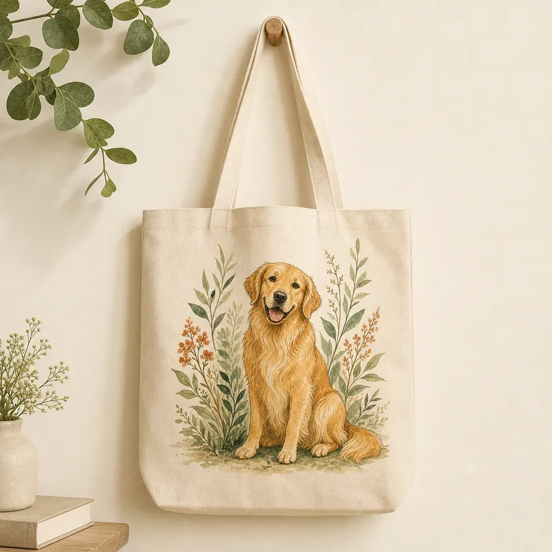 Golden Retriever Portrait Tote Bag
