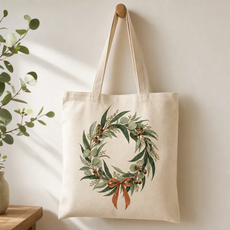 Gum Leaf Wreath Tote Bag